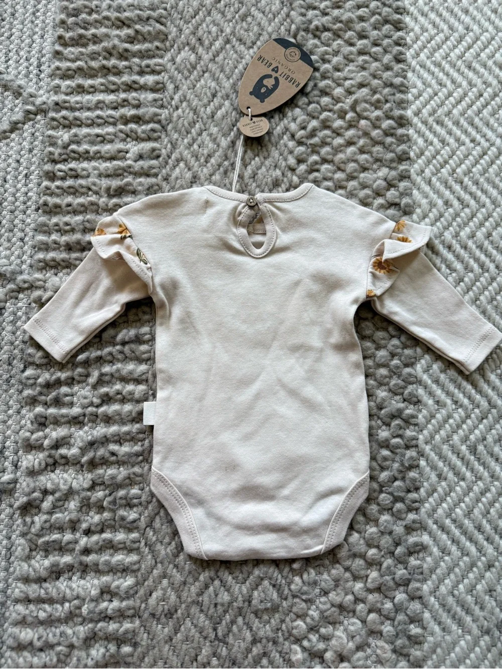 Mommy's Sunflower Cream Baby Bodysuit 0-3 months rabbit and bear